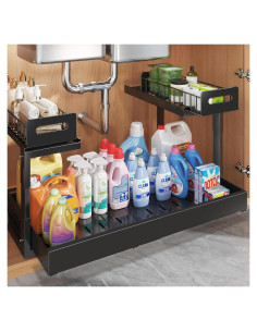 Organizador Bajo Fregadero Ajustable Biboraya 2 Niveles 32.77x65.18cm