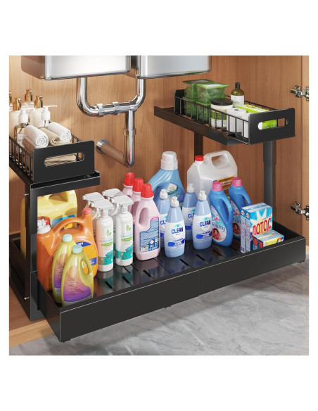 Organizador Bajo Fregadero Ajustable Biboraya 2 Niveles 32.77x65.18cm Organizador Bajo Fregadero Ajustable Biboraya 2 Niveles 32.77x65.18cm