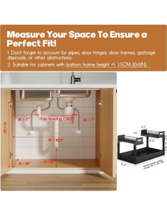 Organizador Bajo Fregadero Ajustable Biboraya 2 Niveles 32.77x65.18cm 2