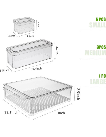 Organizadores de Refrigerador Sanyongli - 10 Contenedores Apilables Organizadores de Refrigerador Sanyongli - 10 Contenedores Apilables