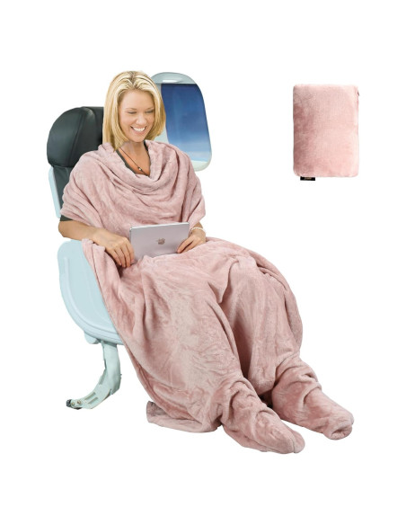 Manta Portátil de Viaje Tirrinia Rosa 127x178 cm con Bolsillo Manta Portátil de Viaje Tirrinia Rosa 127x178 cm con Bolsillo