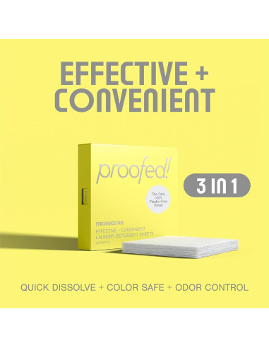 Hojas de detergente para lavandería Proofed! 64 unidades sin fragancia