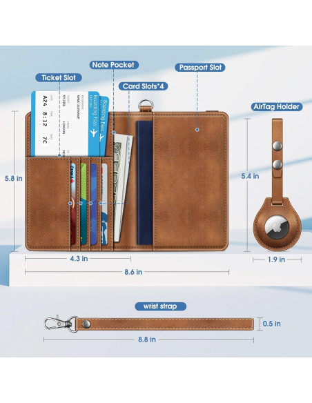 Porta Pasaporte Fintie Slim con Soporte para Airtag y RFID Porta Pasaporte Fintie Slim con Soporte para Airtag y RFID