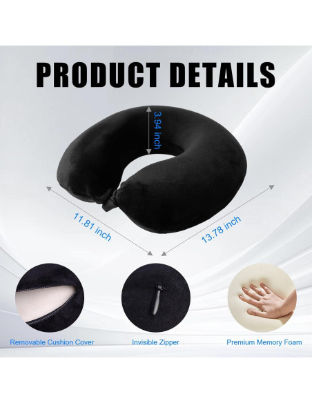 Almohada de Viaje Vacilo en Espuma Viscoelástica Negra Almohada de Viaje Vacilo en Espuma Viscoelástica Negra