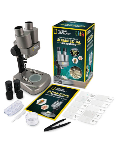 Microscopio DUAL LED National Geographic - Kit de Ciencia 50 Piezas
