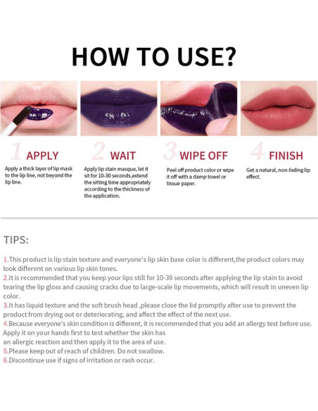 Set de lápiz labial 3PCS Pakivs Peel Off, mate y duradero Set de lápiz labial 3PCS Pakivs Peel Off, mate y duradero