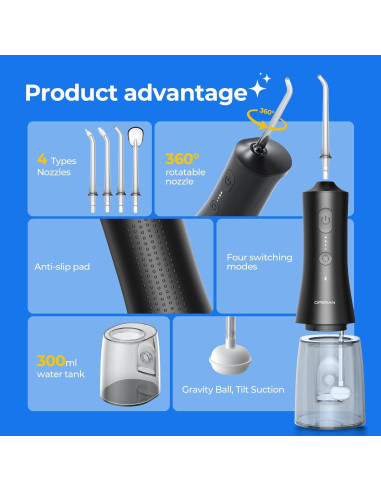 Irrigador Dental Portátil Operan OR869 300ML 4 Modos IPX7