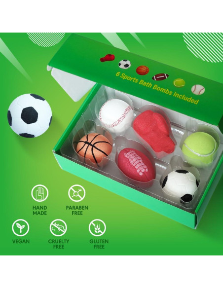 Juego de Bombas de Baño Deportivas HZEX - 6 Piezas Efervescentes Juego de Bombas de Baño Deportivas HZEX - 6 Piezas Efervescentes