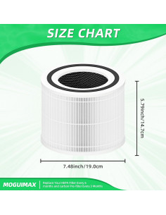 Filtro de Reemplazo MOGUIMAX para Purificador Levoit Core 300 2