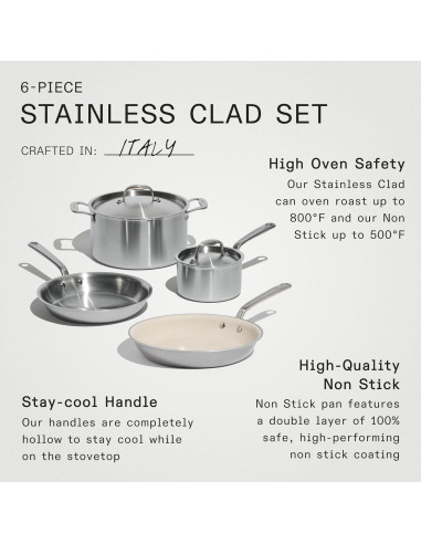 Set de Utensilios de Cocina Made In - Acero Inoxidable 6 Piezas