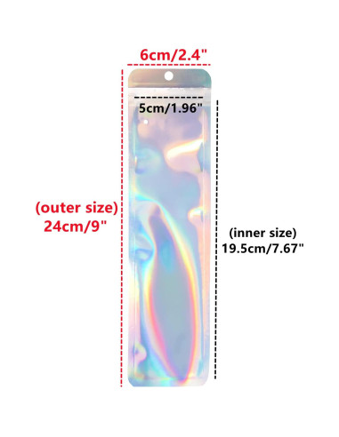 Paquete de 100 Bolsas Holográficas Reutilizables KALOVISEN 6x23cm