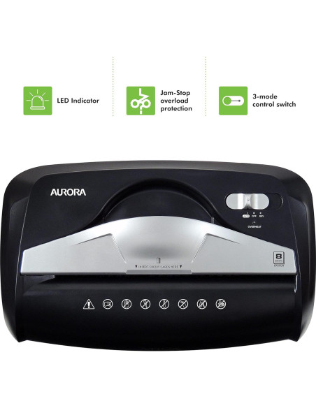 Destructora de Papel y Tarjetas Aurora AU870MZ Micro-Corte 8 Hojas Destructora de Papel y Tarjetas Aurora AU870MZ Micro-Corte 8 Hojas