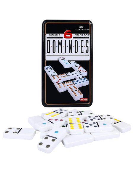 Juego de Dominó Doble 6 GOTHINK con 4 Bandejas de Madera Juego de Dominó Doble 6 GOTHINK con 4 Bandejas de Madera