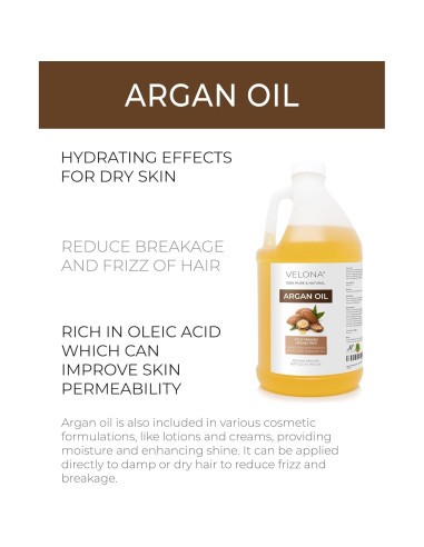 Aceite de Argán Velona 100% Puro 1.89 L - Cuidado de Piel y Cabello
