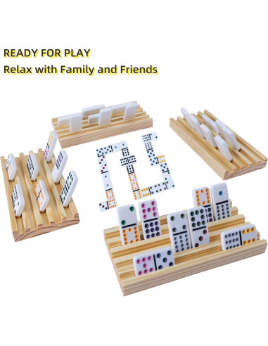 Juego de Dominó Doble 6 GOTHINK con 4 Bandejas de Madera
