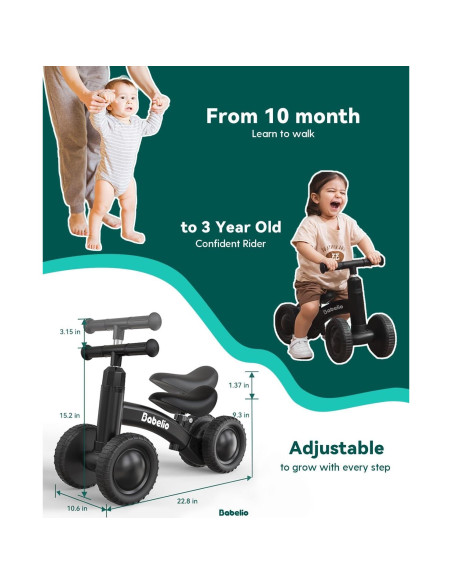 Bicicleta de Equilibrio BABELIO BS01 para Bebés 10-36 Meses - Negro Bicicleta de Equilibrio BABELIO BS01 para Bebés 10-36 Meses - Negro