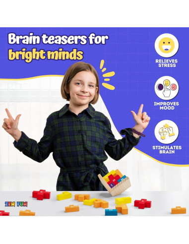 Rompecabezas 3D de Madera Zen Fun - Cubo Colorido 40 Piezas