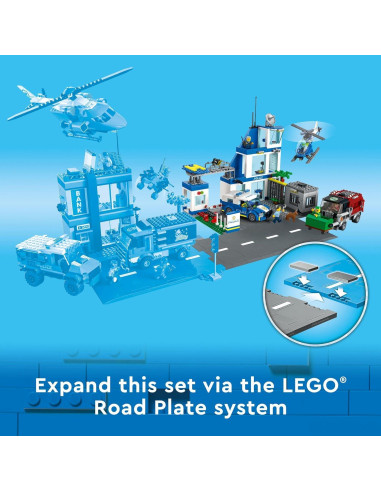 Estación de Policía LEGO City 60316 con Furgoneta y Helicóptero