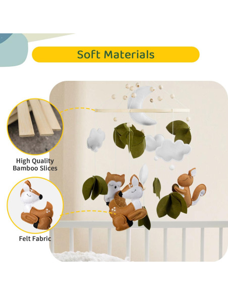 Móvil para Cuna de Bebé FEISIKE Animales del Bosque 32 cm Móvil para Cuna de Bebé FEISIKE Animales del Bosque 32 cm