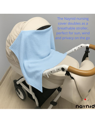 Cubierta de Lactancia Naynid Muselina Algodón 100% Azul Bebé