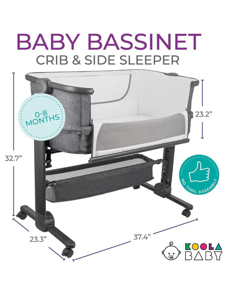 Cuna para Bebés KoolerThings Gris, Plegable y Lateral 4 en 1 Cuna para Bebés KoolerThings Gris, Plegable y Lateral 4 en 1