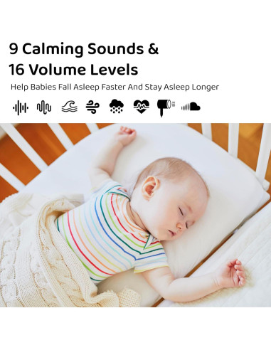 Máquina de Sonido Portátil Moonybaby MBST100, 9 Sonidos Relajantes