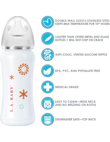 Botella Térmica para Bebé LA Baby 266ml Acero Inoxidable Aislada