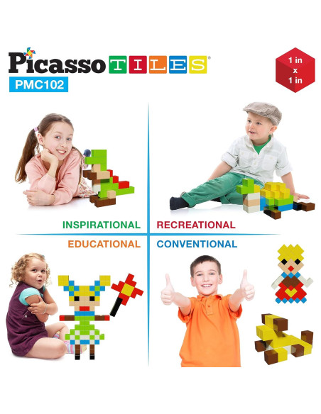 Cubos de Rompecabezas Magnéticos PicassoTiles 102 Piezas Cubos de Rompecabezas Magnéticos PicassoTiles 102 Piezas