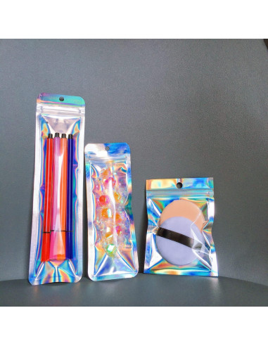 Paquete de 100 Bolsas Holográficas Reutilizables KALOVISEN 6x23cm