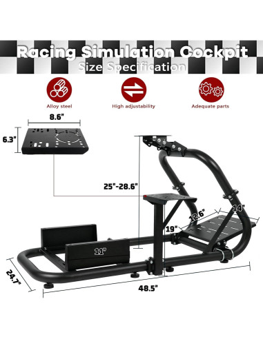Cockpit de Simulador de Carreras Hottoby G920 Ajustable 50mm
