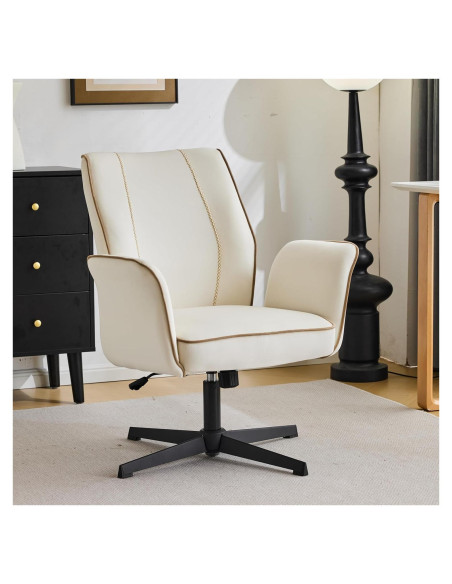 Silla de Oficina VINGLI Terciopelo Blanco Acolchada 360 Silla de Oficina VINGLI Terciopelo Blanco Acolchada 360