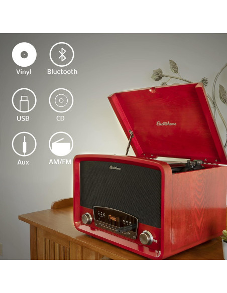 Sistema Estéreo 7-en-1 Electrohome RR75 Vinilo Bluetooth Sistema Estéreo 7-en-1 Electrohome RR75 Vinilo Bluetooth
