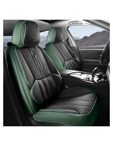 Cubiertas de Asiento de Coche AOOG Juego Completo Verde y Negro Cubiertas de Asiento de Coche AOOG Juego Completo Verde y Negro