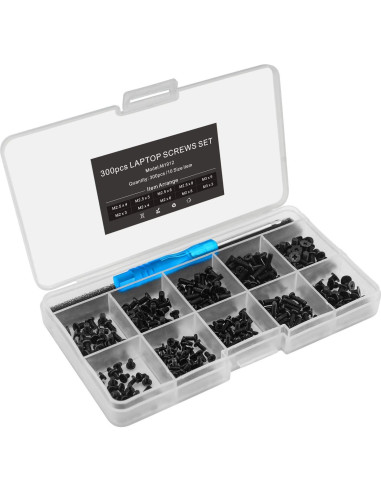 Kit de Tornillos para Laptop Mcsher 300 Piezas Acero Aleado