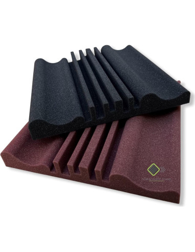 Panel de Pared Acústico YGM Wave - Pack de 6, 30x30 cm, Café y Negro