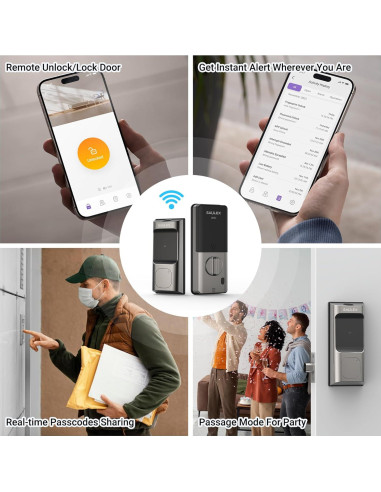 Cerradura Inteligente Saulex DB02 WiFi con Huella Dactilar 5-en-1
