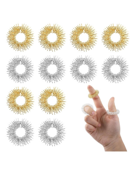 Anillos Sensoriales Antiestrés JIYIN - 12 Pcs Oro y Plata Anillos Sensoriales Antiestrés JIYIN - 12 Pcs Oro y Plata