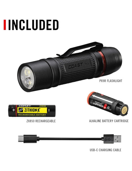 Linterna LED Recargable Coast PX9R 1000 Lúmenes Doble Óptica Linterna LED Recargable Coast PX9R 1000 Lúmenes Doble Óptica