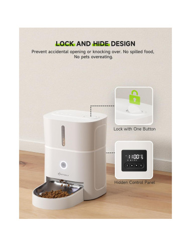 Dispensador Automático de Comida para Gatos APETDOLA 3L Wi-Fi