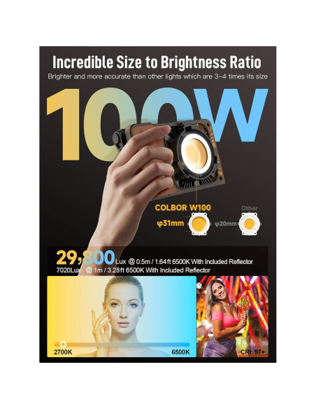 Luz de Video COLBOR W100 100W Bi-Color 2700K-6500K LED Luz de Video COLBOR W100 100W Bi-Color 2700K-6500K LED