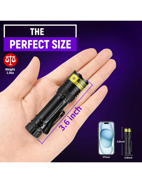 Linterna UV DARKDAWN 395nm Mini Recargable USB Detector de Orina Linterna UV DARKDAWN 395nm Mini Recargable USB Detector de Orina