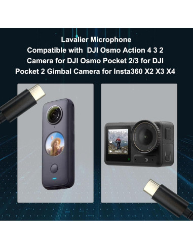 Micrófono Lavalier Omnidireccional SPTSSWET Tipo C 1.5m