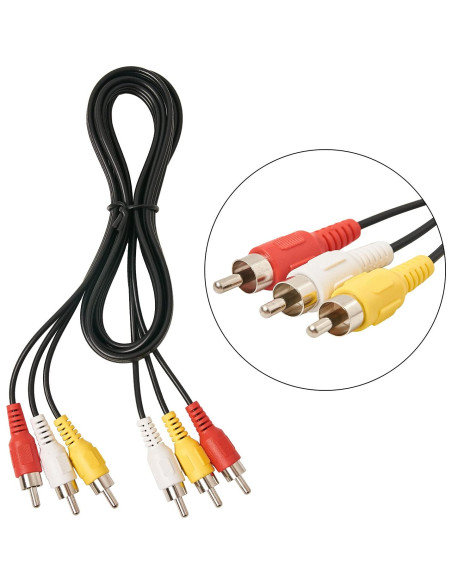 Cable de Audio y Video RCA 3 Macho QDiShi 1.52m para TV y DVD Cable de Audio y Video RCA 3 Macho QDiShi 1.52m para TV y DVD