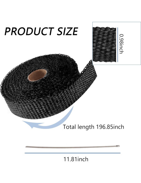 Envoltura de Escape de Fibra de Vidrio Salior 5m Negro Envoltura de Escape de Fibra de Vidrio Salior 5m Negro