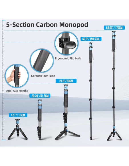 Monopie SIRUI P-325FL Fibra de Carbono 67" 10kg 360 Monopie SIRUI P-325FL Fibra de Carbono 67" 10kg 360
