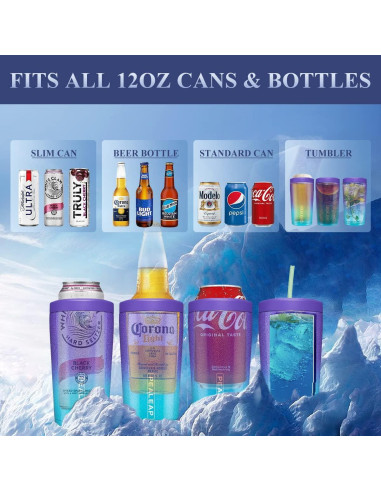 Enfriador de Latas Aislado PEALEAP 4 en 1 Acero Inoxidable 12 OZ