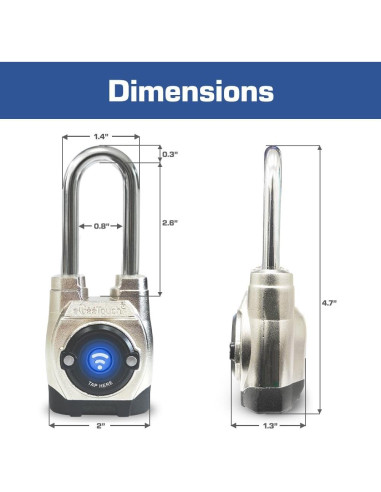 Candado Inteligente eGeeTouch 5ta Gen Gancho Largo Bluetooth