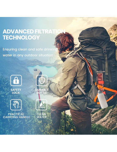 Botella de Agua Plegable Joypur K8801 con Filtro 700ml