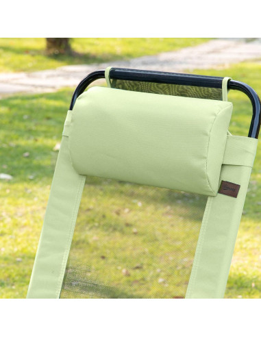 Juego de 4 Sillas Plegables Outsunny Verde Claro con Respaldo Ajustable