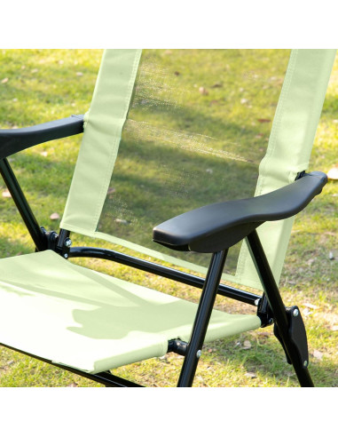 Juego de 4 Sillas Plegables Outsunny Verde Claro con Respaldo Ajustable
